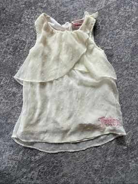 Juicy Couture Cream Sleeveless Swiss Dot Top with Pink Logo